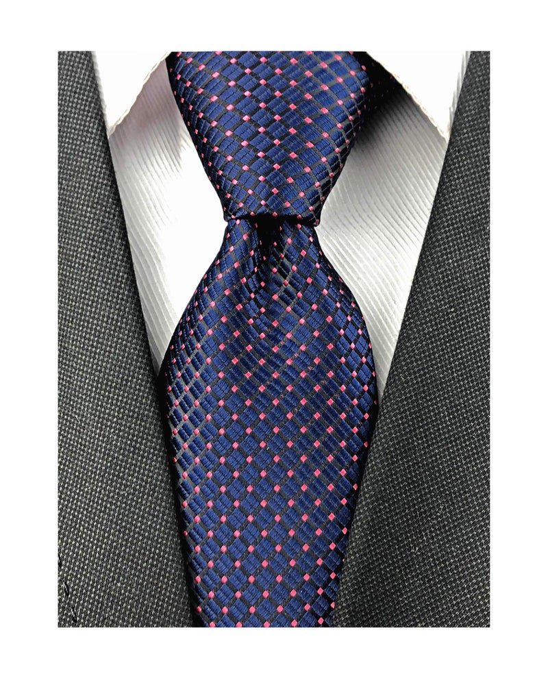 Elfeves Mens Navy Wine Red Silk Cravat Ties Woven Dance Formal Slim Skinny Neckties Gift Ideal - Image 4