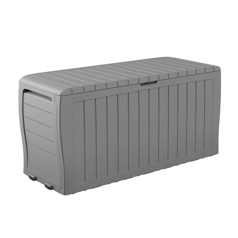 Keter Marvel Plus 71 Gallon Resin Outdoor Storage Box for Patio Furniture Cushions, Throw Pillows, Garden Tools and Pool Floats, Light Grey - Image 1