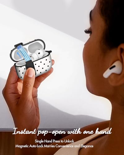 Joyleop for Airpods Pro 3 Case - with Safety Lock Cute Women Girl Girly Asethetic Pretty Design Hard Shock Protective Cover with Keychain for Airpods Pro 3rd Gerneration 2025,Polka Dots - Image 4