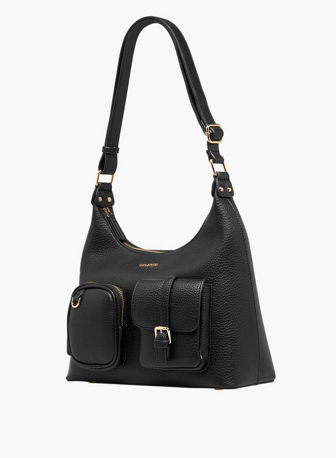 Celeste Textured Shoulder Bag with Zip Closure  - Image 4