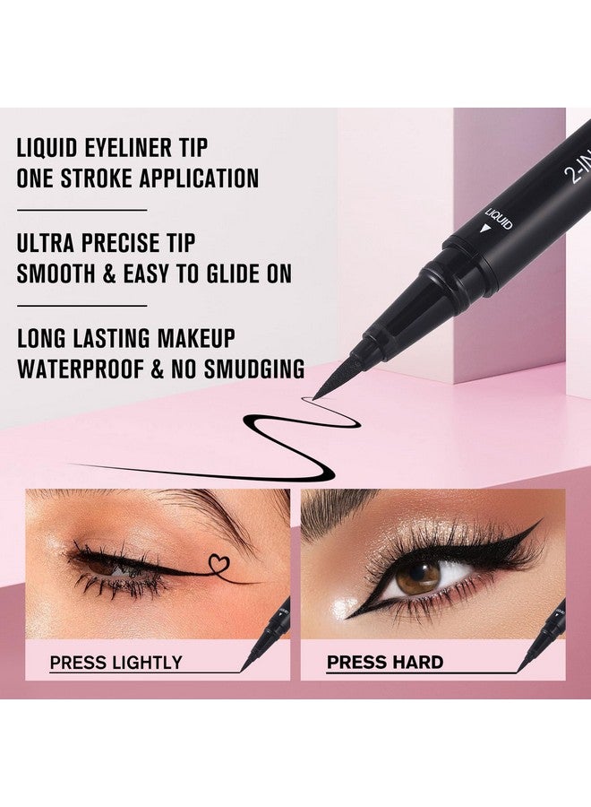 يوكانبي قلم تحديد العيون الأسود من UCANBE، قلم تحديد عيون سائل مزدوج الطرف + قلم تحديد عيون جل 2 في 1، عالي الصبغة وسريع الجفاف، مقاوم للماء ويدوم طويلاً، قلم مكياج عيون بطرف فائق الدقة - Image 4