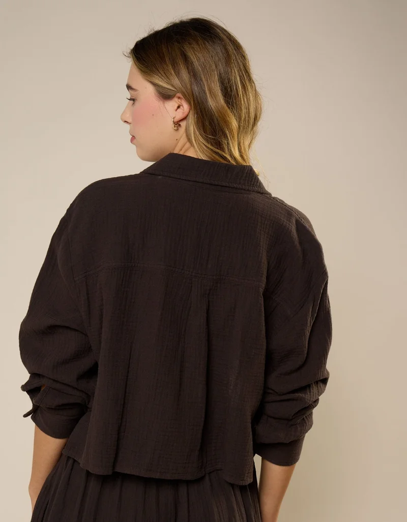 Aerie Aerie Good Day Cropped Cover Up Shirt