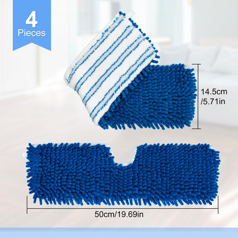 DLAIMI 4 Pack Mop Heads Replacements Compatible for Ocedar Dual-Action Microfiber Flip Mop, Double Sided Mop Replace Head Mop Refills with Microfiber & Chenille for Dry Wet Use, Reusable, Machine Washable - Image 4