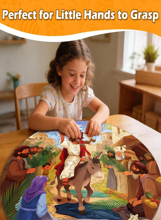 Covsen Christian Bible Jigsaw Puzzle for Kids, 70 Piece Jesus Floor Puzzle for Kids, Jesus’ Triumphal Entry Puzzle Educational Toy for Sunday School, Holy Week, Palm Sunday – Gift for Boys & Girls Ages 3-8 - Image 3