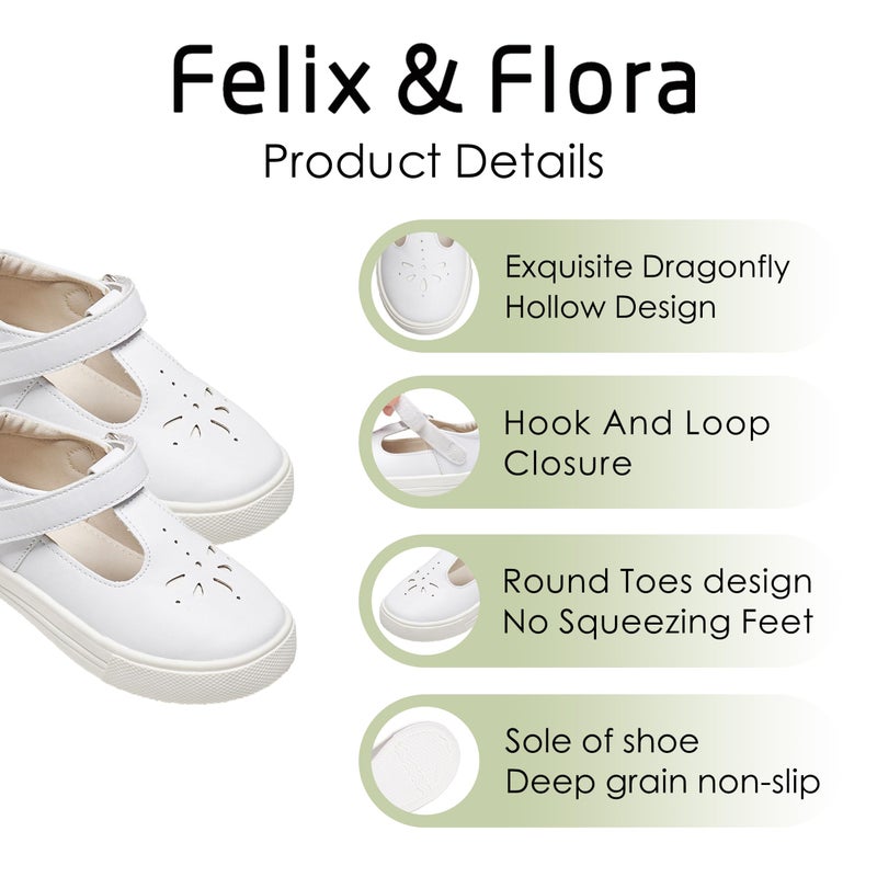 Felix & Flora Toddler/Little Kid Girls Running Shoes Sneakers Princess Casual Sports Shoes(White,5 Toddler) - Image 5