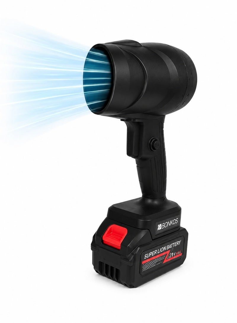 ADMOS AY-508 Cordless Electric Air Blower 48V with 1200mAh Battery, 70mm Large Air Outlet, Turbo Motor, Speed Control, for Car Dust Cleaning, Leaves, Snow, Fire Starting, Keyboard & Home Use - Image 1