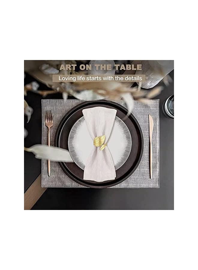 SYOSI Shape Napkin Rings, 12Pcs Gold Napkin Rings for Table Setting Anniversary, Birthday Thanksgiving, Party Table Setting, Leaf Alloy Open Napkin Ring Hotel Table Napkin Ring - Image 2