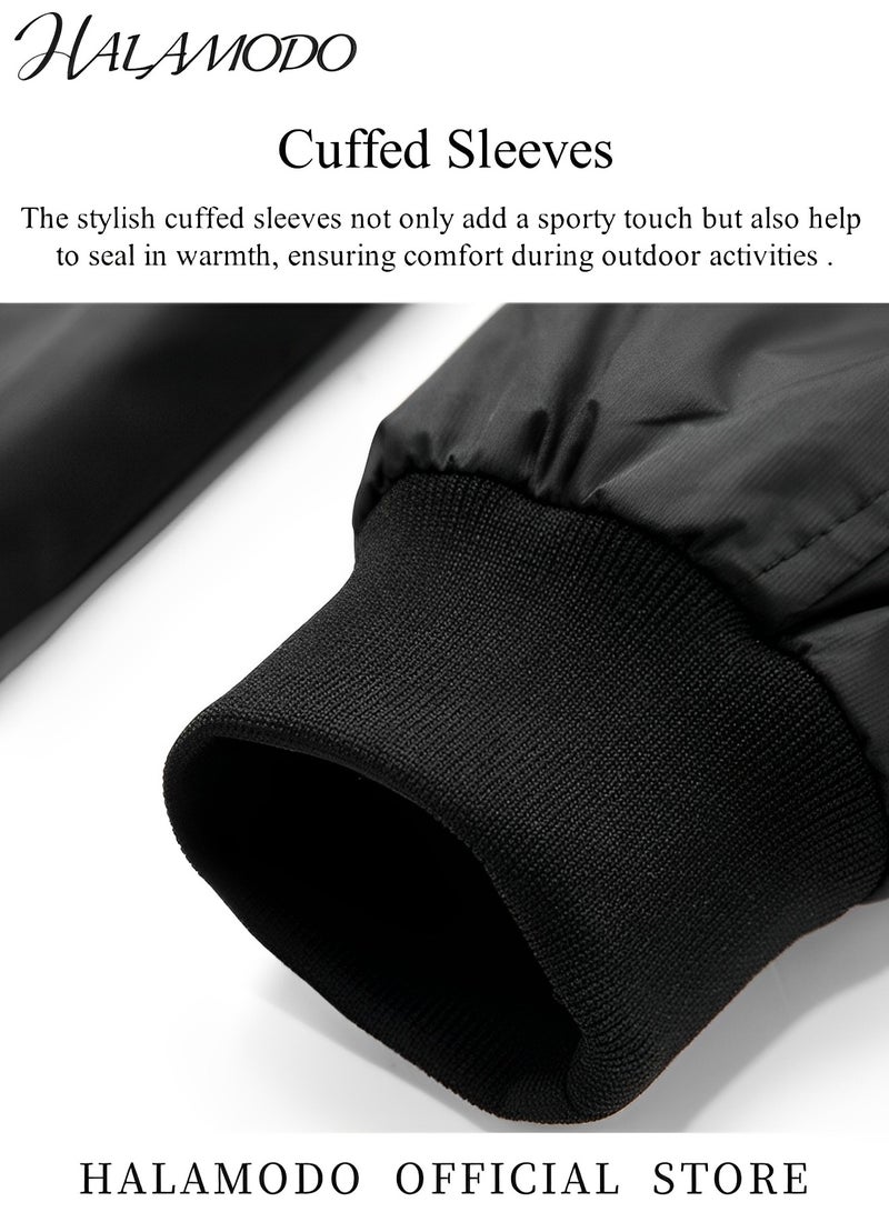 هالامودو جاكيت رجالي بقصّة Slim-Fit خفيف الوزن من Softshell Flight Bomber جاكيت كاجوال بسحاب خفيف الوزن مقاوم للرياح للترفيه في الهواء الطلق - Image 4