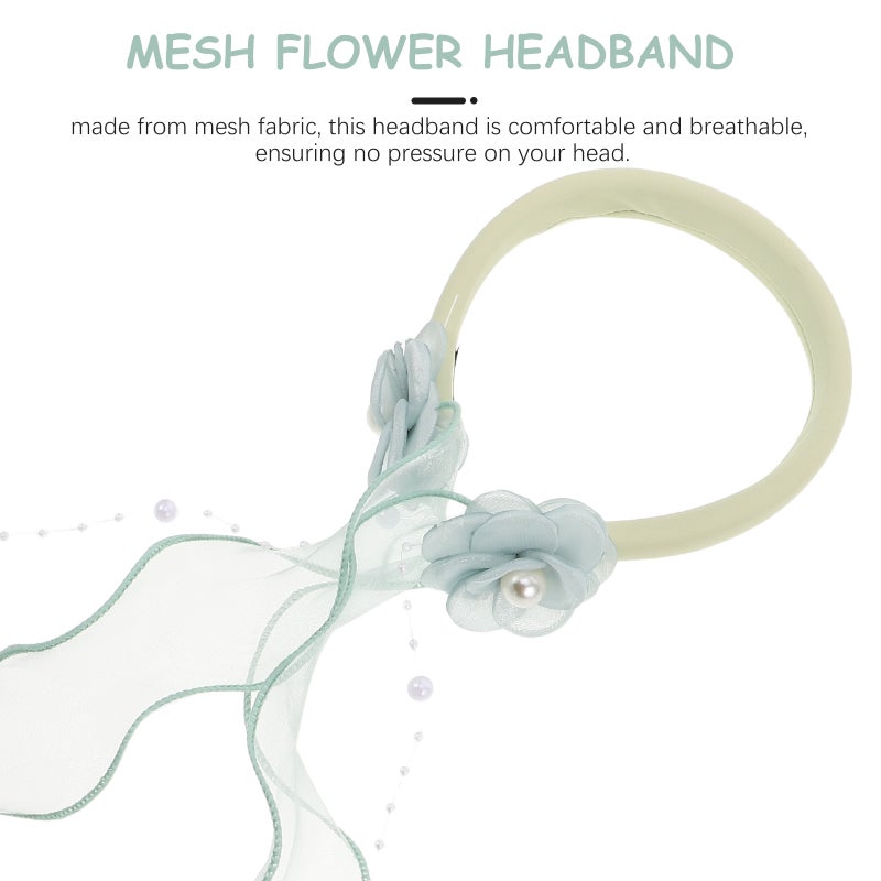 Floral Mesh Headband: Trendy Decorative Headwear Romantic Headdress Spring Floral Hair Accessories Headband For Girls And Ladies - Image 2