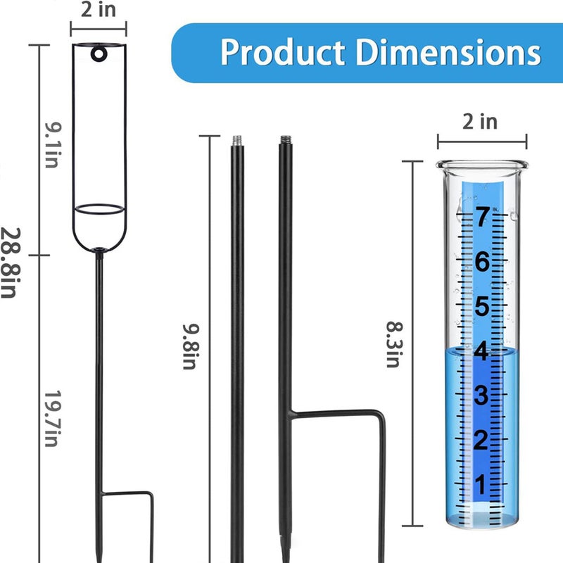 7inch Plastic tube Rain Gauge Garden Precipitation Water Measuring Meter with Metal Frame Stylish Decoration for Garden Lawn Backyard - Image 5