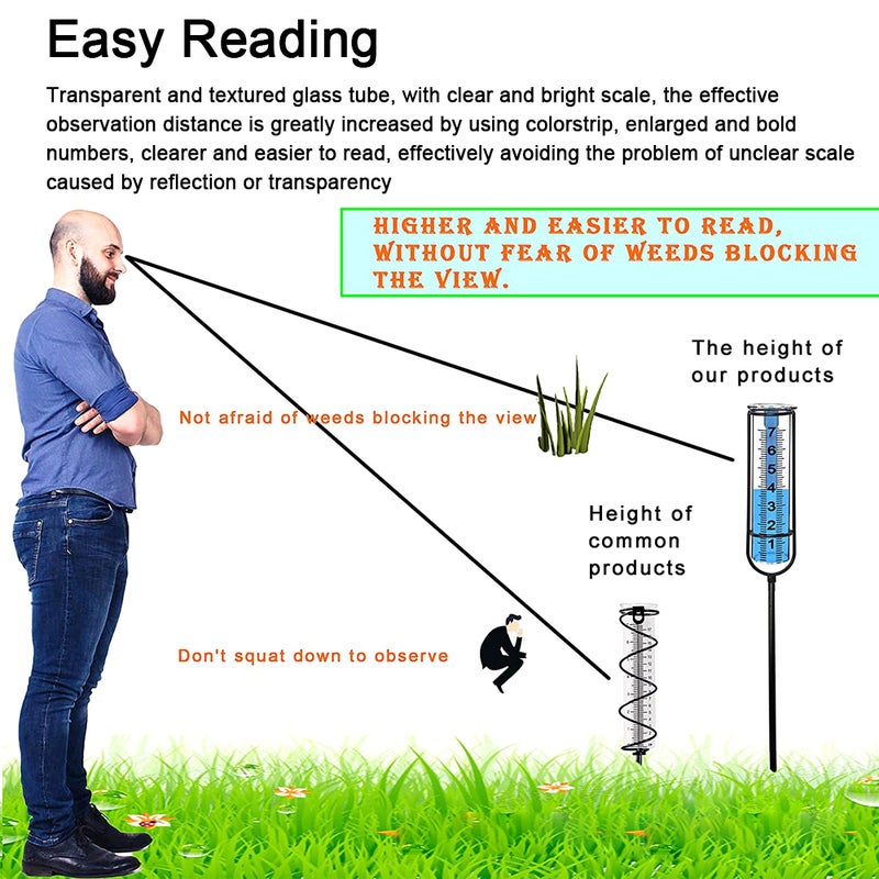 7inch Plastic tube Rain Gauge Garden Precipitation Water Measuring Meter with Metal Frame Stylish Decoration for Garden Lawn Backyard - Image 4