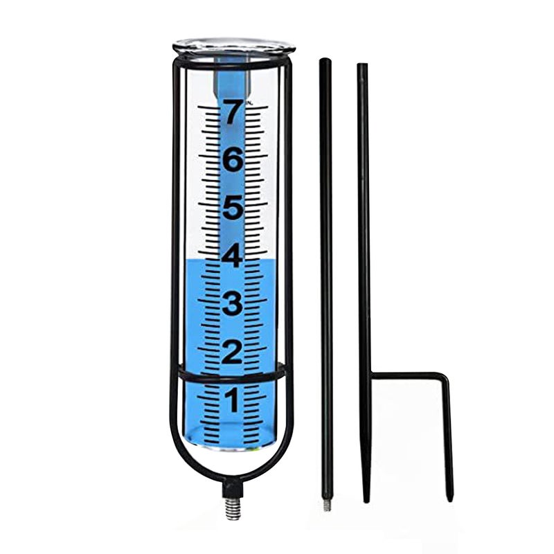 7inch Plastic tube Rain Gauge Garden Precipitation Water Measuring Meter with Metal Frame Stylish Decoration for Garden Lawn Backyard - Image 1