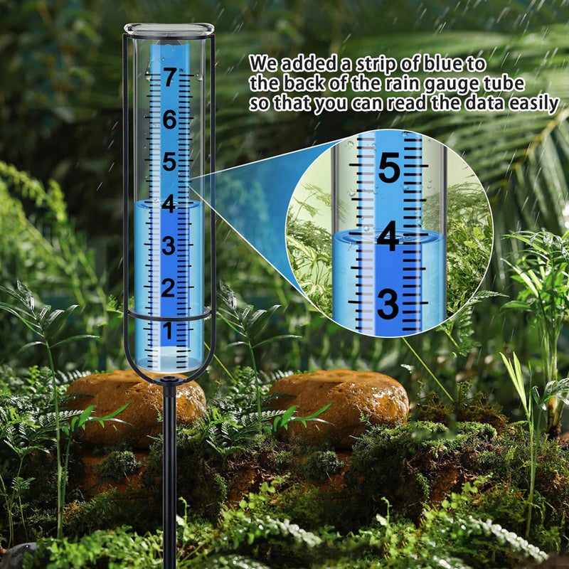 7inch Plastic tube Rain Gauge Garden Precipitation Water Measuring Meter with Metal Frame Stylish Decoration for Garden Lawn Backyard - Image 3