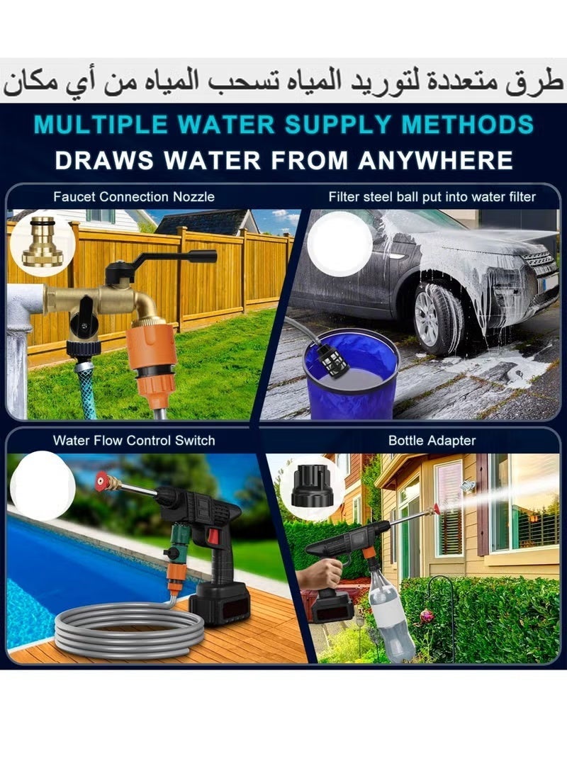 TIITAS Cordless Pressure Washer 48V with Double Battery Rechargeable, Portable High Pressure Car Washing Pump, Electric Cleaner Gun with 9m Hose for Car, Garden & Home – Multicolor - Image 5