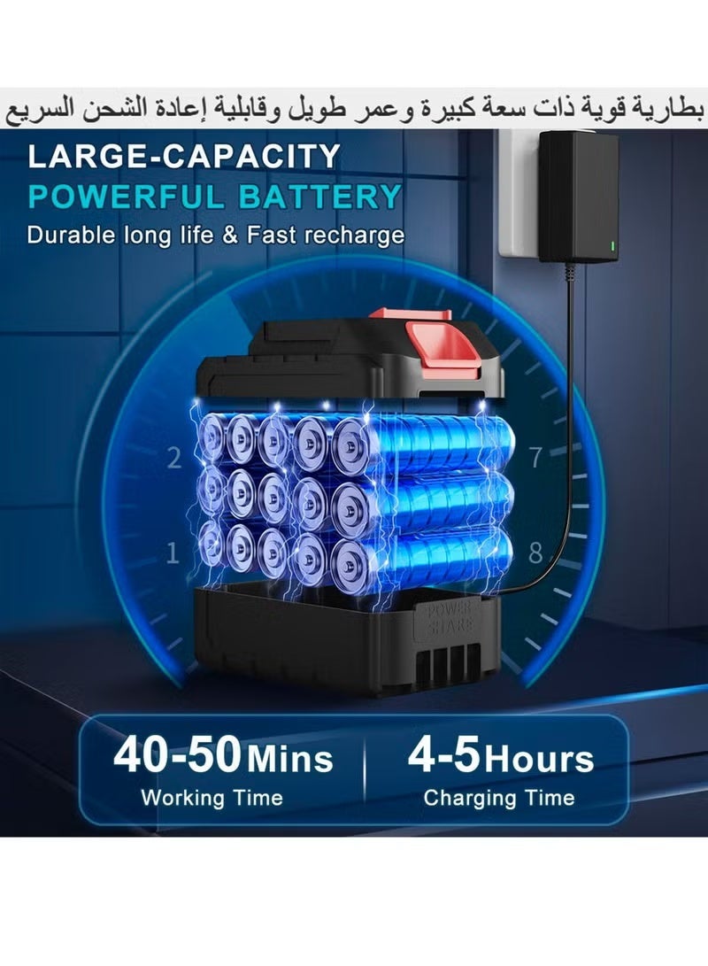 TIITAS Cordless Pressure Washer 48V with Double Battery Rechargeable, Portable High Pressure Car Washing Pump, Electric Cleaner Gun with 9m Hose for Car, Garden & Home – Multicolor - Image 2