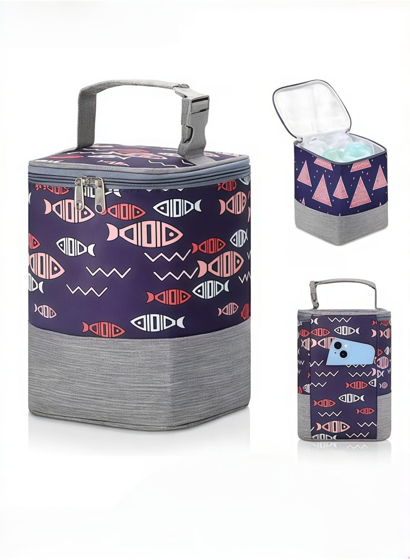 MIXDE Baby Bottle Bag With 4 Layers Formula Dispenser,Portable Baby Bottle Cooler Bags,Milk Powder Dispenser Formula Container For Travel,Baby Feeding Food Storage Container Bag For Nursing Mom - Image 1