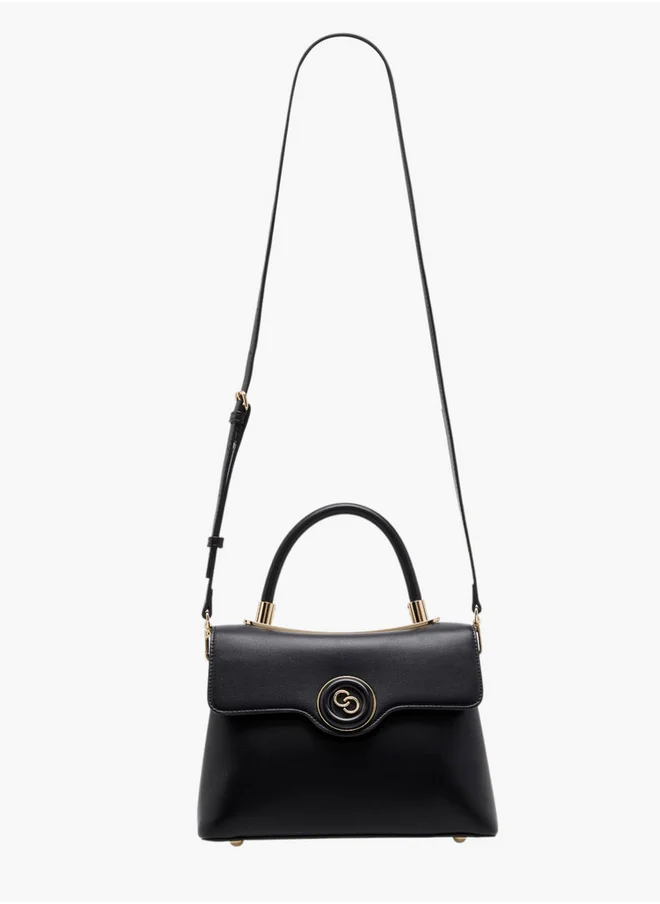 Celeste Women's Solid Satchel Bag with Detachable Strap and Flap Closure