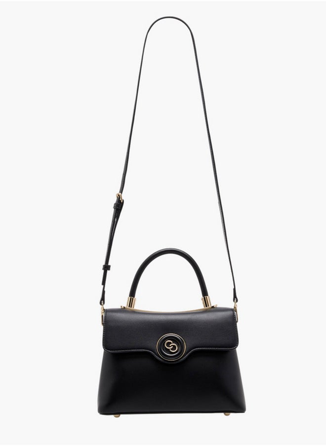 Celeste Women's Solid Satchel Bag with Detachable Strap and Flap Closure  - Image 2