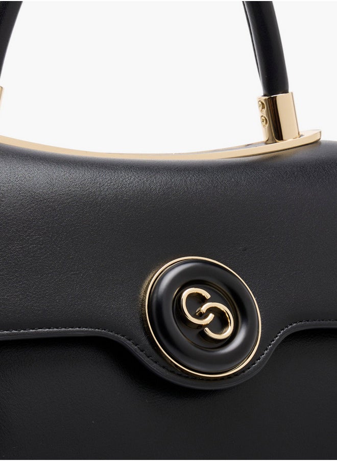 Celeste Women's Solid Satchel Bag with Detachable Strap and Flap Closure  - Image 4