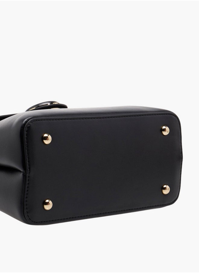 Celeste - Women's Solid Satchel Bag with Detachable Strap and Flap Closure - Image 1