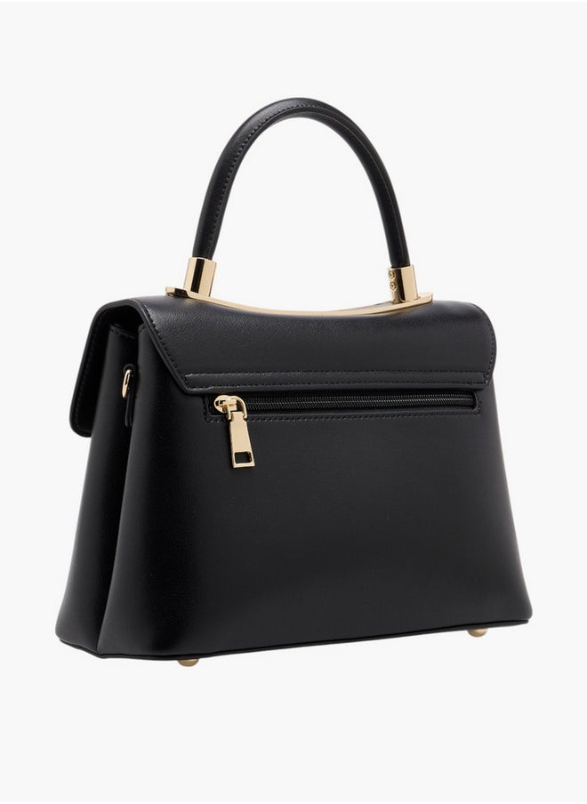 Celeste Women's Solid Satchel Bag with Detachable Strap and Flap Closure  - Image 3