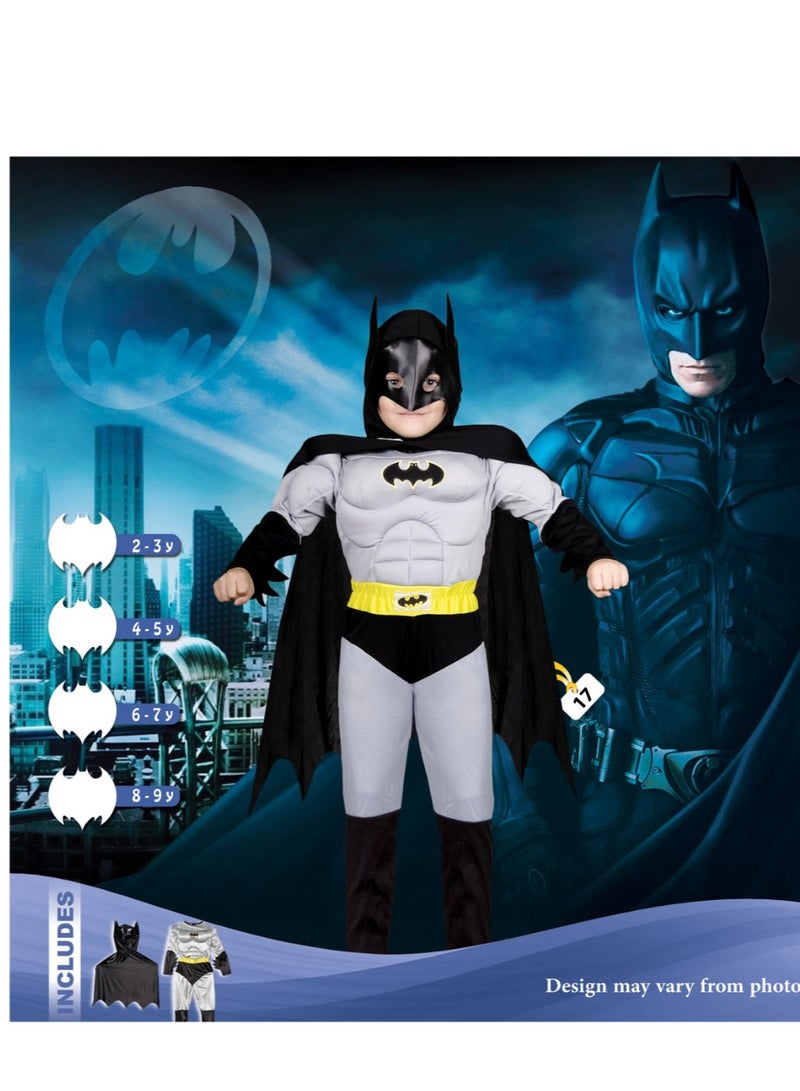 أفينجيرز لبس باتمان مجسم للأطفال – زي تنكري ثلاثي الأبعاد للأبطال الخارقين-مناسب عمر 8-9 سنوات - Image 1