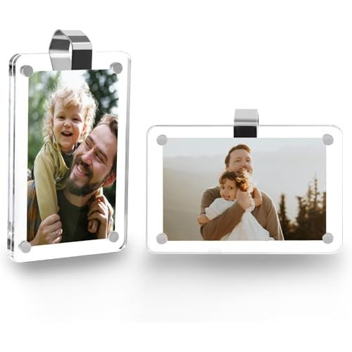 LECART Gift for Dad Grandpa 2 Pack Car Photo Holder Personalized Acrylic Visor Clip Picture Frame Magnetic Photo Display Frames Fathers Day 355x236 - Image 1