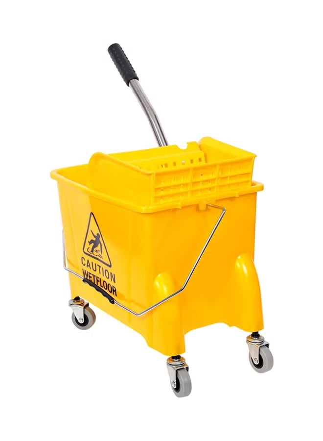 Bright Home Floor Cleaning Bucket with Wringer and Wheels, Easy to Move – 20L Capacity – Practical Design with Metal Handle – Warning Yellow Color - Image 2