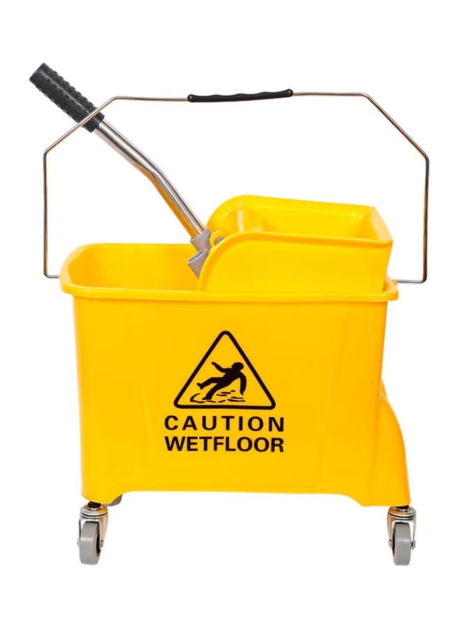 Bright Home Floor Cleaning Bucket with Wringer and Wheels, Easy to Move – 20L Capacity – Practical Design with Metal Handle – Warning Yellow Color - Image 4