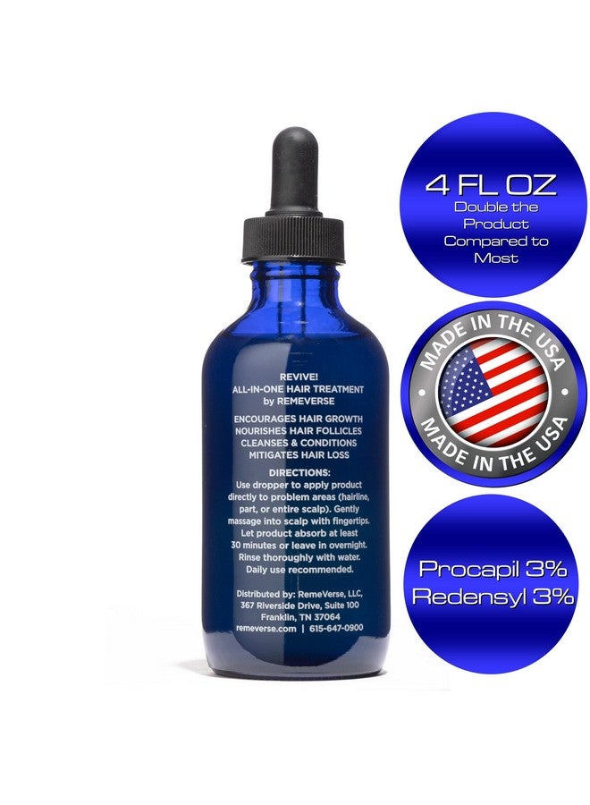 RemeVerse Revive Allinone Hair Treatment Serum With 3% Redensyl For Thinning Hair Mitigating Hair Loss Encouraging New Hair Growth. Contains Procapil Peptides Dht Blockers Vitamins (4 Fl Oz) - Image 3