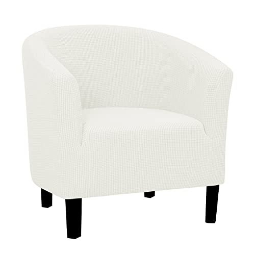 EasyGoing Stretch Club Armchair Slipcover 1 Piece Barrel Tub Sofa Cover Furniture Protector Jacquard Couch Cover Cream
