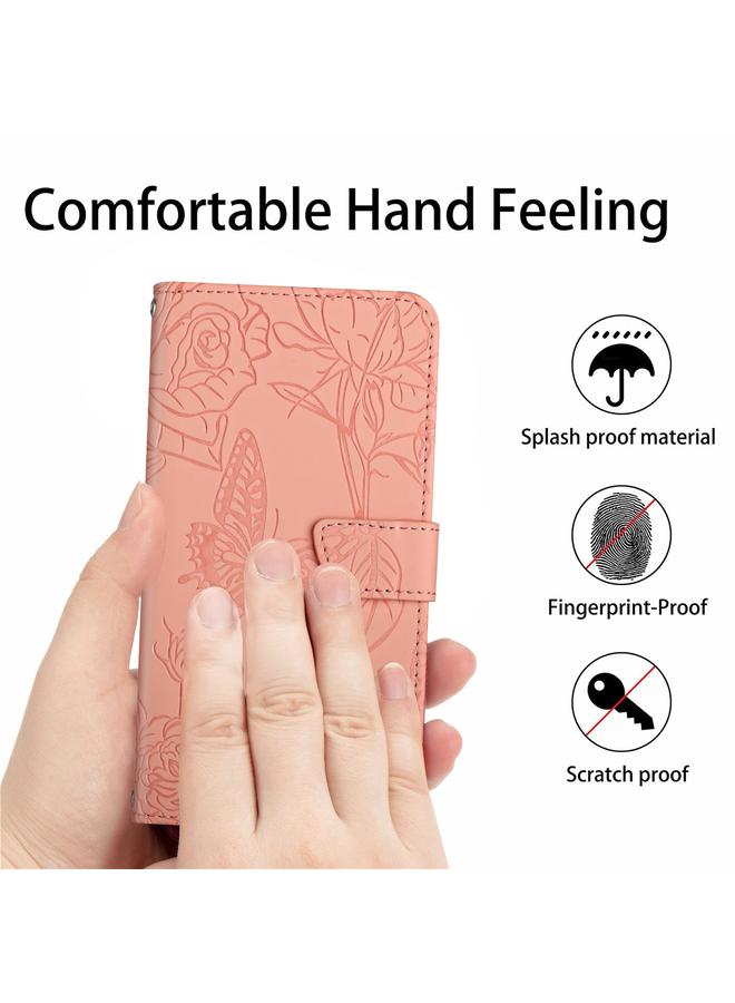 S-TOP Case For Motorola Moto G60 Skin Feel Butterfly Peony Embossed Leather Phone Case - Image 5