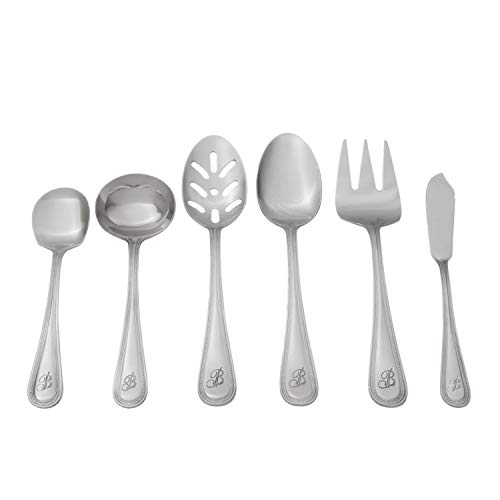 RiverRidge Monogrammed Beaded Flatware Set - G - 46-Piece Silverware with Custom Letter Stamp, 18/0 Stainless Steel Utensils Set for Daily Use & Special Occasions - Dishwasher Safe, Versatile Design - Image 4