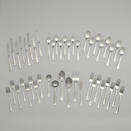 RiverRidge Monogrammed Beaded Flatware Set - G - 46-Piece Silverware with Custom Letter Stamp, 18/0 Stainless Steel Utensils Set for Daily Use & Special Occasions - Dishwasher Safe, Versatile Design - Image 3