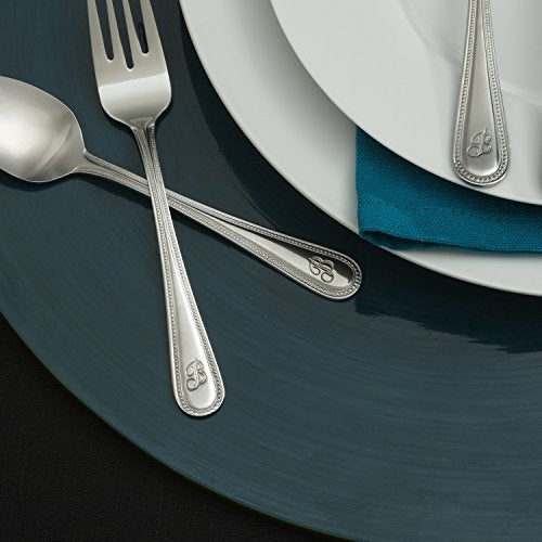 RiverRidge Monogrammed Beaded Flatware Set - G - 46-Piece Silverware with Custom Letter Stamp, 18/0 Stainless Steel Utensils Set for Daily Use & Special Occasions - Dishwasher Safe, Versatile Design - Image 5