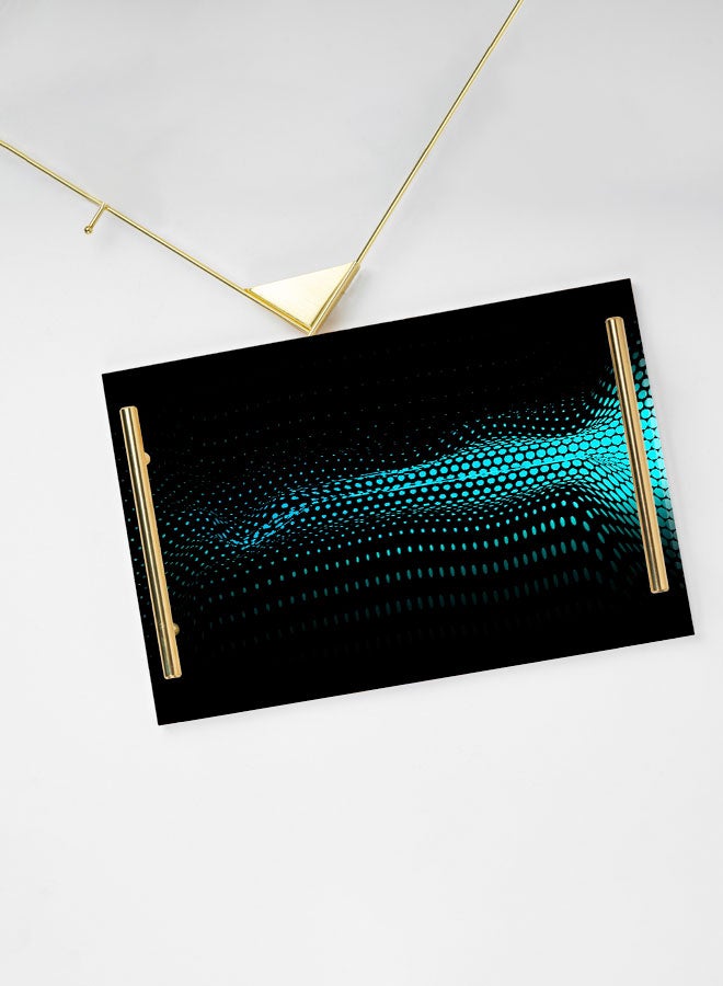 LOWHA Decorative Acrylic Serving Tray with Gold Color Metal Handles Smoke Particle Dots 20x30cm - Image 3