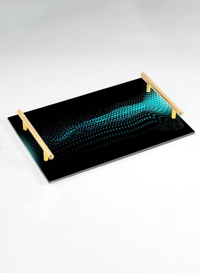 LOWHA Decorative Acrylic Serving Tray with Gold Color Metal Handles Smoke Particle Dots 20x30cm - Image 1