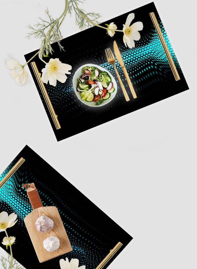 LOWHA Decorative Acrylic Serving Tray with Gold Color Metal Handles Smoke Particle Dots 20x30cm - Image 4