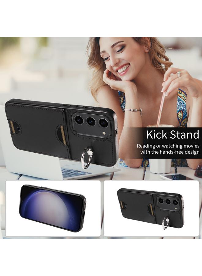 S-TOP Case For Samsung Galaxy S23+ 5G Calf Texture Card Slot Ring Holder Phone Case - Image 4