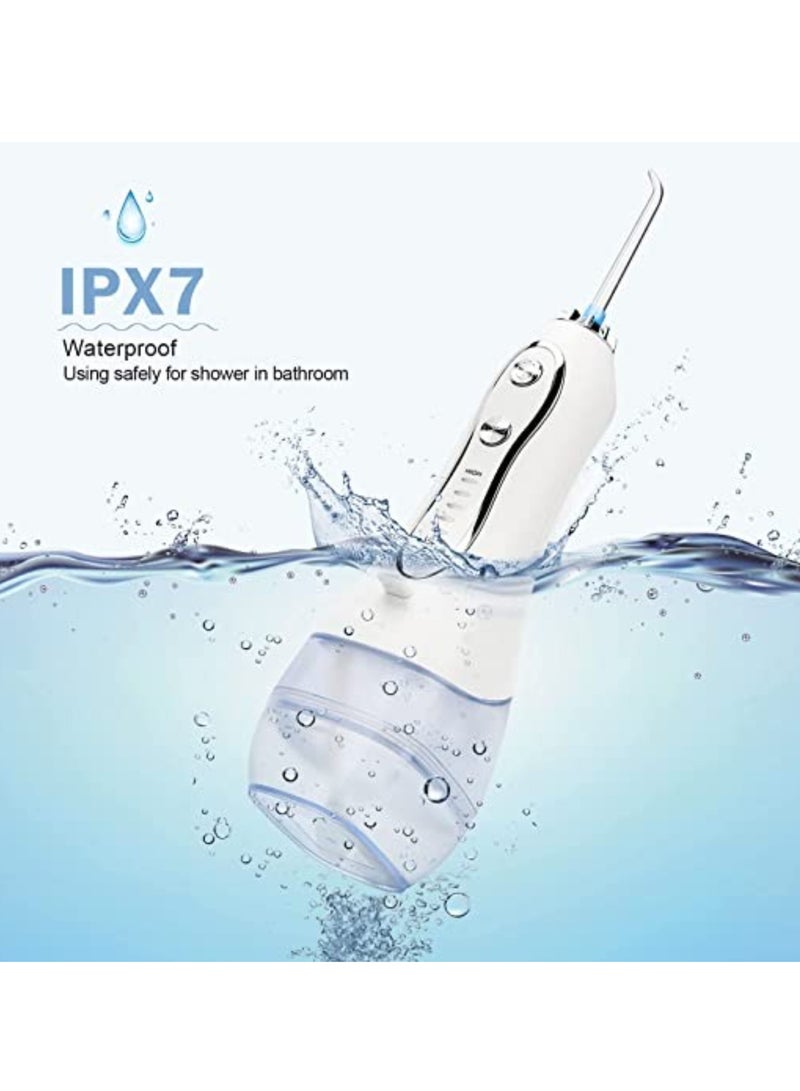 Water Flosser Cordless Oral Irrigator Portable Rechargeable Dental Flossers with 5 Modes & 6 Tips Water Flossing with 300ML Water Tank for Home and Travel, Braces & Bridges Care (White-H6 - Image 3