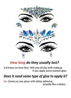 mio 3 Sets Makeup Ball Face Decoration Face Jewels Stickers Face Gems Temporary Tattoo Stickers Face Crystal with Acrylic Diamond Face patch for Festival Rave Carnival Party Dance Party  - Image 3