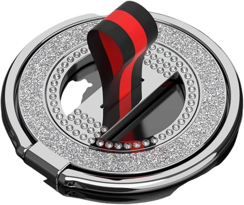 Black and Red Belt Metal Phone Mount with Suction Rotating Foldable Design Antislip Base - Image 1