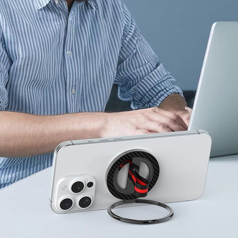 Black and Red Belt Metal Phone Mount with Suction Rotating Foldable Design Antislip Base - Image 3