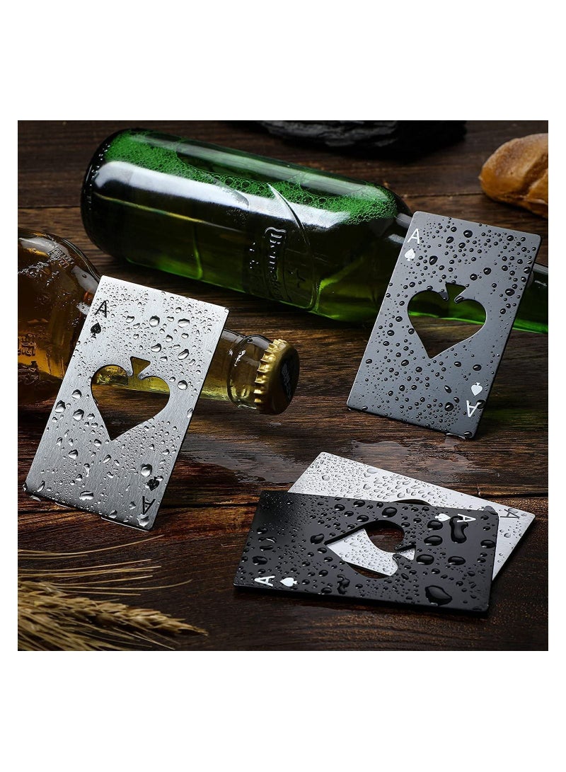 SYOSI Poker Card Bottle Openers, 6Pcs Stainless Steel Can Openers Beer Opener Ace Card Bottle Cap Openers Poker Cap Openers, for Wedding Birthday Party Bridal Shower Table Tools Supplies, Good Gift For Him  - Image 3