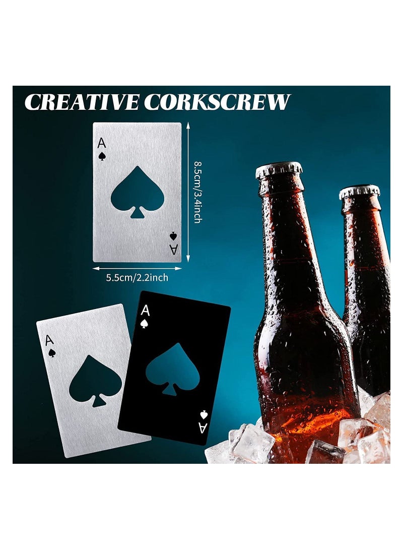 SYOSI Poker Card Bottle Openers, 6Pcs Stainless Steel Can Openers Beer Opener Ace Card Bottle Cap Openers Poker Cap Openers, for Wedding Birthday Party Bridal Shower Table Tools Supplies, Good Gift For Him  - Image 2