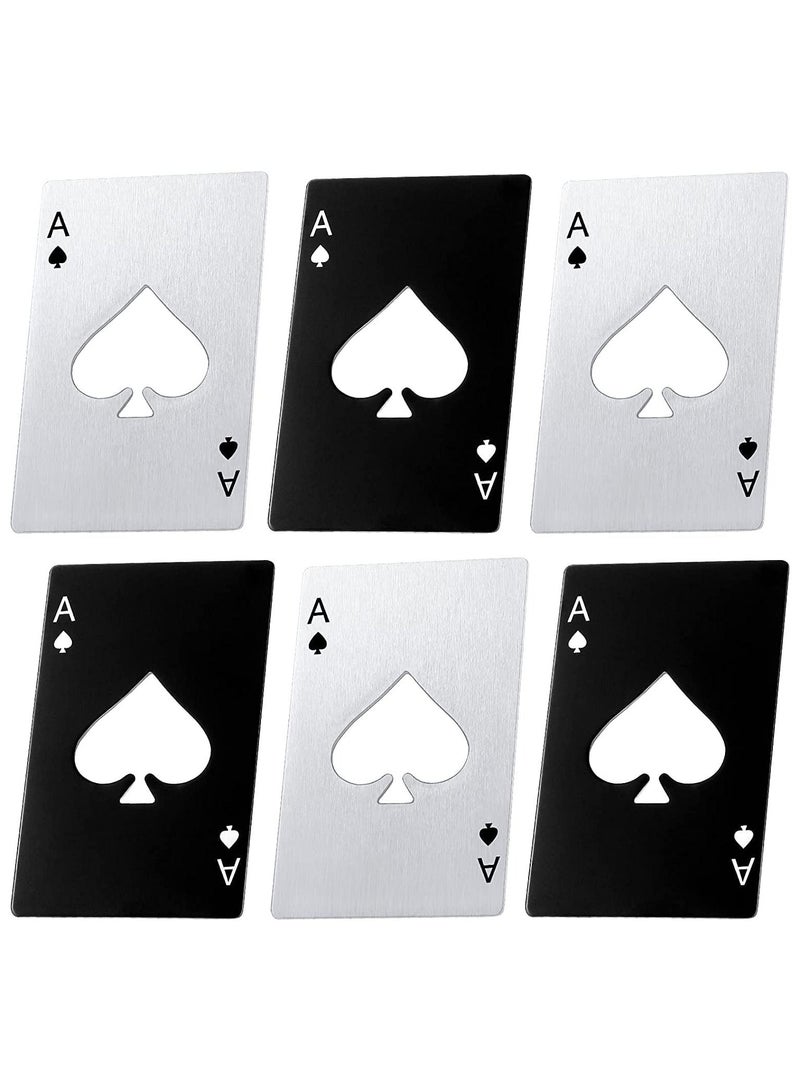 SYOSI Poker Card Bottle Openers, 6Pcs Stainless Steel Can Openers Beer Opener Ace Card Bottle Cap Openers Poker Cap Openers, for Wedding Birthday Party Bridal Shower Table Tools Supplies, Good Gift For Him  - Image 1