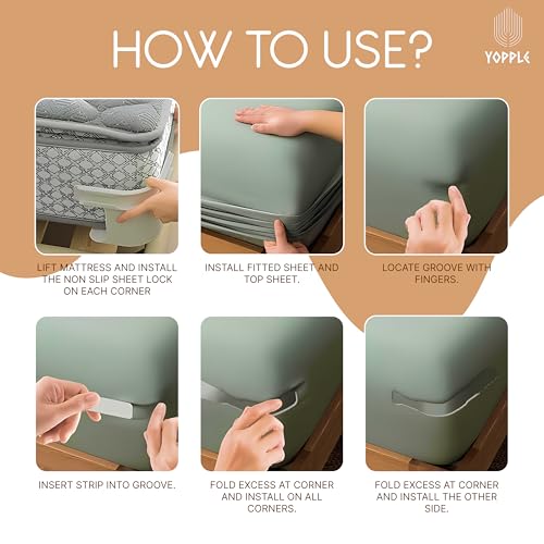 Yopple Bedsheet Holder Clip for Bed, Adjustable Bed Sheet Holder Corner Straps, Bedsheets Holder for Tight Fit, Bedsheet Gripper Corner, Bed Sheet Holder for All Sizes, Bed Accessories Items - Image 3