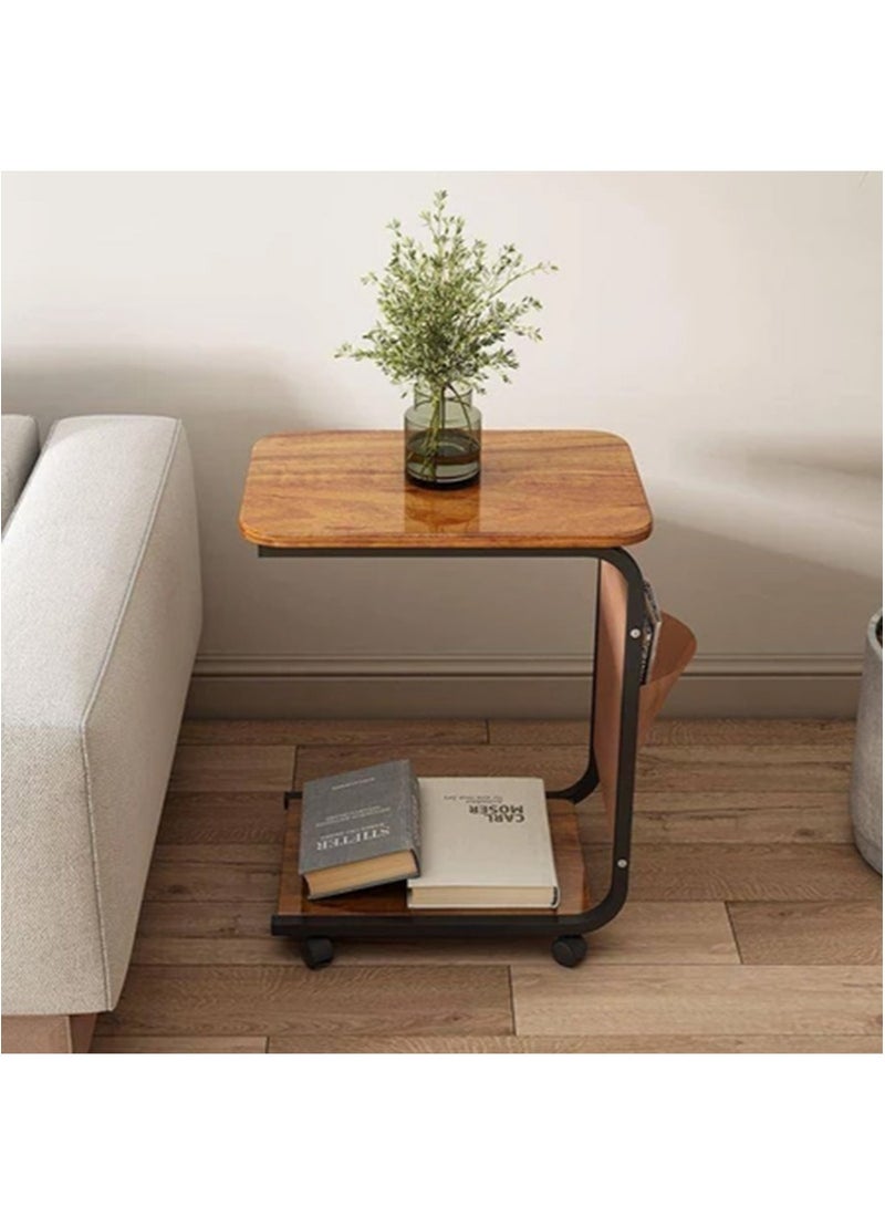 أبوستيم طاولة جانبية، طاولة بجانب السرير بأربع عجلات للأريكة أو غرفة النوم أو غرفة المعيشة أو المكتب، طاولة قهوة للمساحات الصغيرة، ثابتة، إطار معدني قوي، موفرة للمساحة (أسود) - Image 5