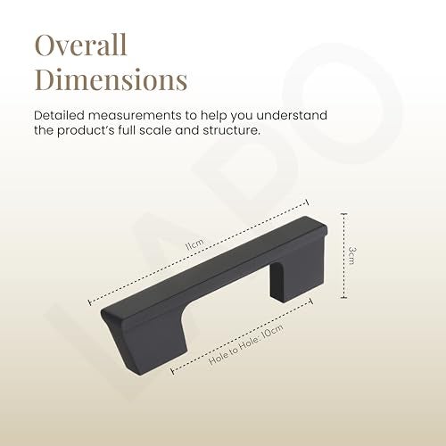 LAPO 4 Piece Drawer Handle for Kitchen, Almirah Handles for Cabinet, 4 Inch Window Handle, Pulls for Pooja Mandir, Cupboard, Wardrobe (110mm, Black Finish, 3 Years Warranty) M-OH - Image 2