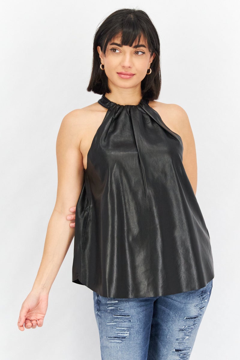 joie Women Mock Neck Sleeveless Plain Top, Black - Image 1